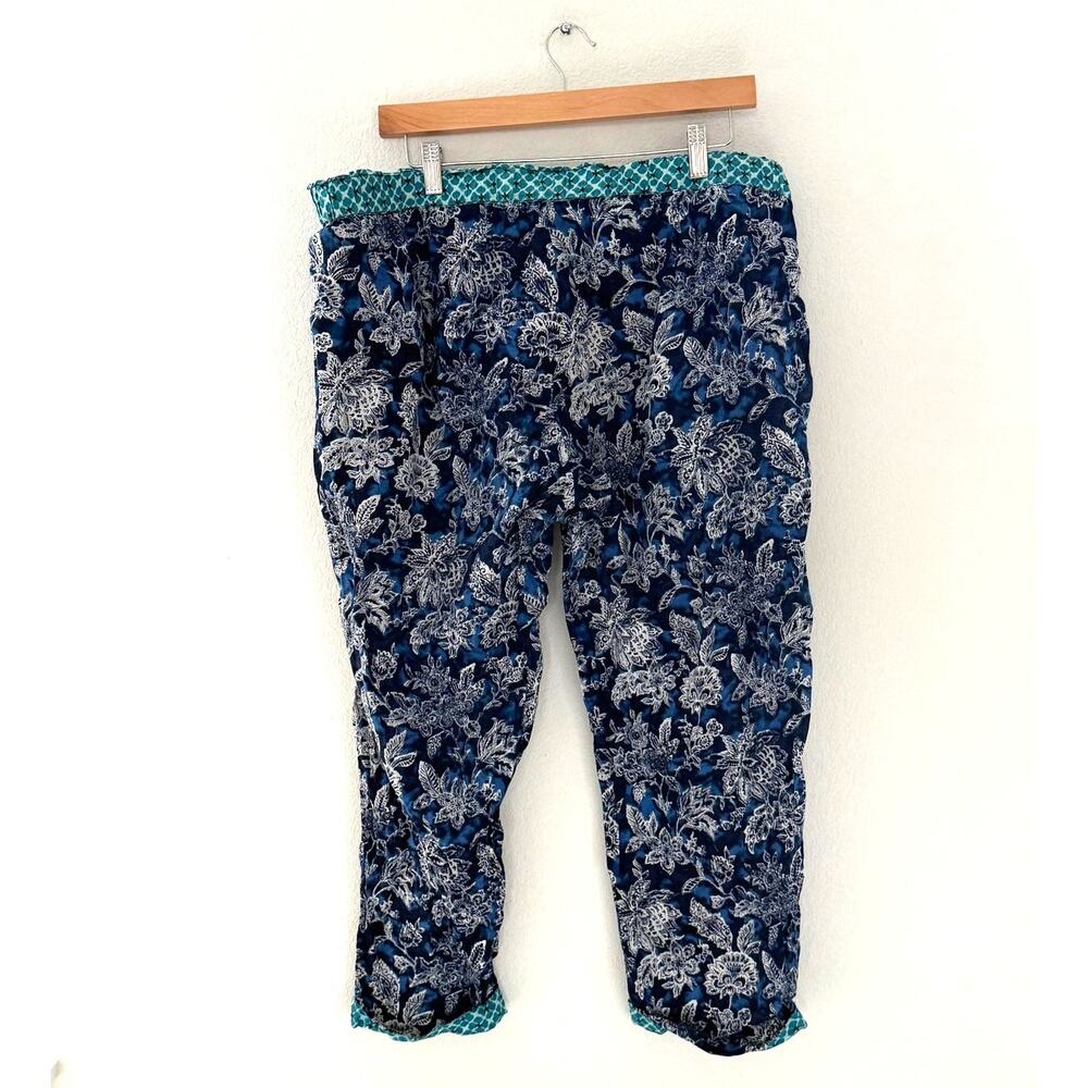 Sundance Blue Floral Cotton Pajama Pants Size L Boho Sleepwear